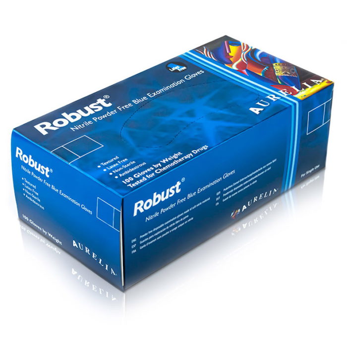 Aurelia Robust Strong Blue Nitrile Gloves (100 Box)